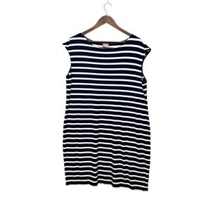 Chicos Womens Short Dress Size XXL Scoop Neck Cap Sleeves Stipe Nautical Stretch